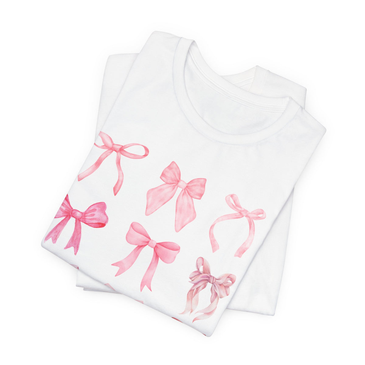Pink Bow Pattern Tee Cute Girly Graphic T-Shirt