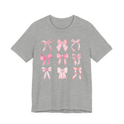 Pink Bow Pattern Tee Cute Girly Graphic T-Shirt