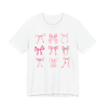 Pink Bow Pattern Tee Cute Girly Graphic T-Shirt