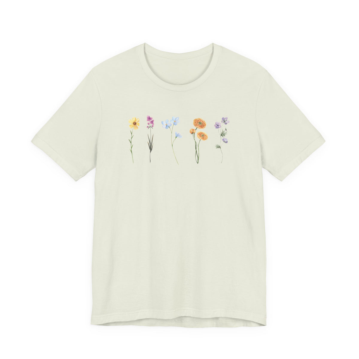 Floral Row Tee Watercolor Wildflowers Graphic T-Shirt