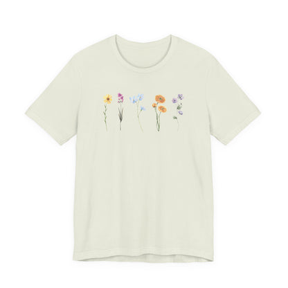 Floral Row Tee Watercolor Wildflowers Graphic T-Shirt