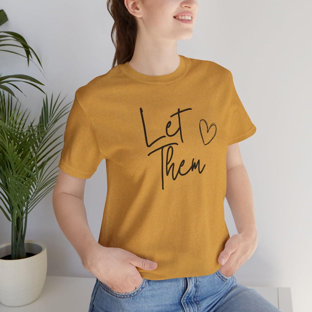 Let Them Heart Tee  Casual Script Graphic T-Shirt