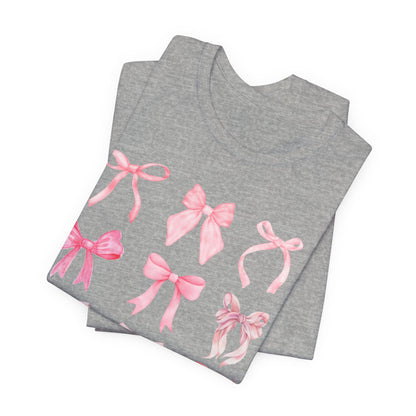 Pink Bow Pattern Tee Cute Girly Graphic T-Shirt
