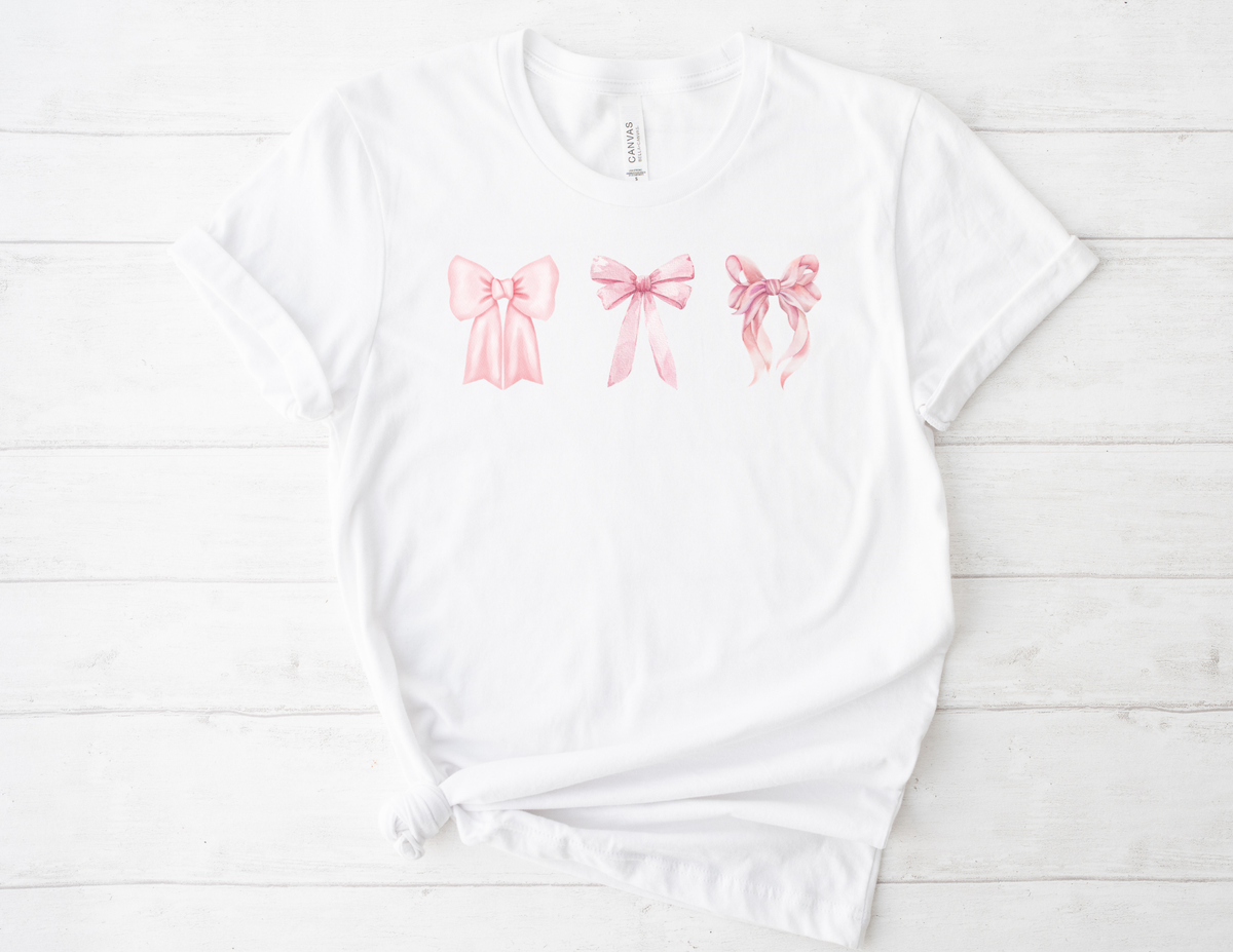 Pink Girly Bow T-Shirt Cute Bow Graphic Tee