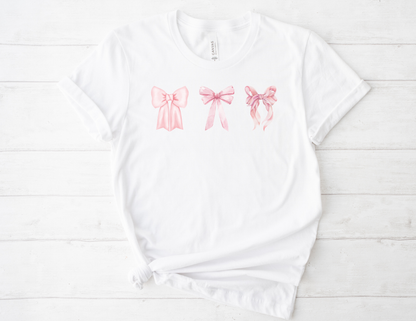 Pink Girly Bow T-Shirt Cute Bow Graphic Tee