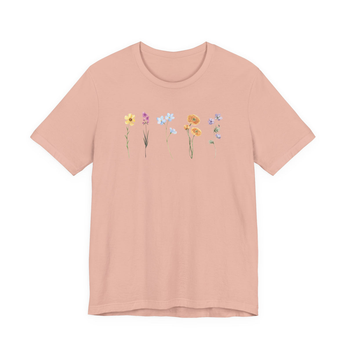 Floral Row Tee Watercolor Wildflowers Graphic T-Shirt