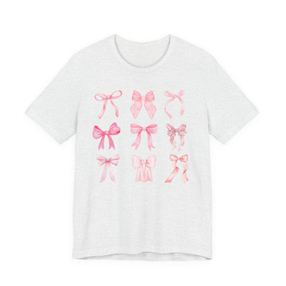 Pink Bow Pattern Tee Cute Girly Graphic T-Shirt