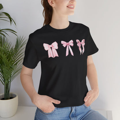 Pink Girly Bow T-Shirt Cute Bow Graphic Tee